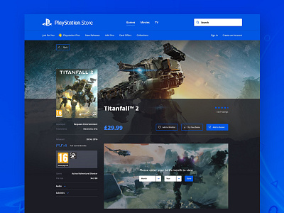 Playstation Store redesign design gaming home page playstation shop sony store titanfall ui web