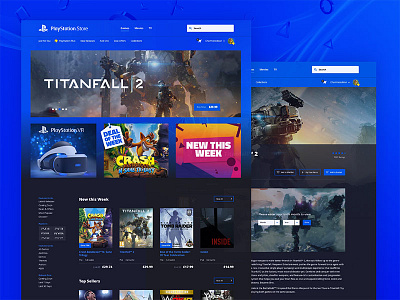 Playstation Store redesign crash gaming home inside page playstation shop sony store titanfall ui web