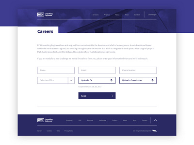 Careers page architecture blue careers engineering form home modern news ui website