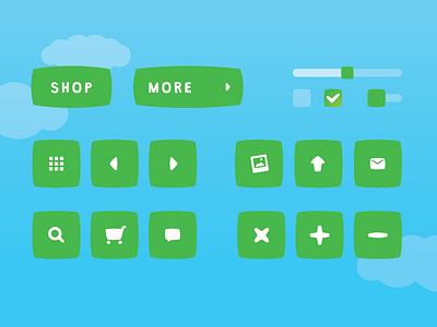 Icons and Assets for a Children's Website blue childrens contact design homepage sky ui ux web website