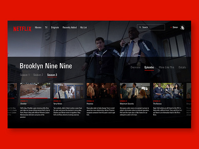 Netflix Episode list app concept desktop netflix redesign tabs ui ux website