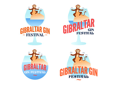 Gibraltar Gin Festival branding development festival gibraltar gin glass ideas logo monkey ocean type