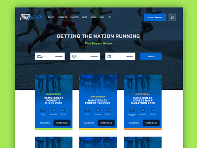 Running Website Search Redesign events running running app search sports ui website