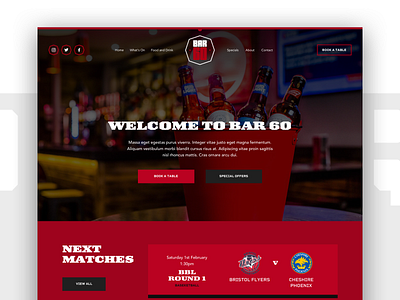 Sports Bar Homepage bar homepage homepage sports sports bar sports branding ui design webdesign