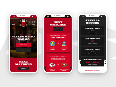 Sports Bar Mobile Homepage