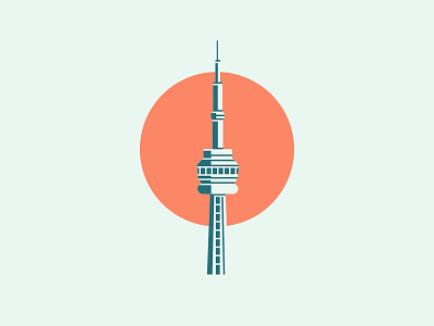 CN Tower Illustration canada clean cn tower icon illustration logo modern sunset vector vector illustration