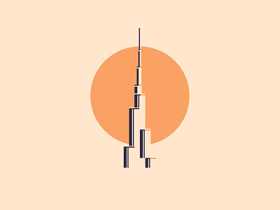 Burj Khalifa Dubai Illustration clean dubai icon logo modern sunset vector vector illustration