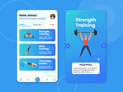 Workout App Challenge Redesign adobe xd ui design android app fit app fitness app gym gym app design illustration mobile app ui ui design workout app workout app design workout training app workout ui design