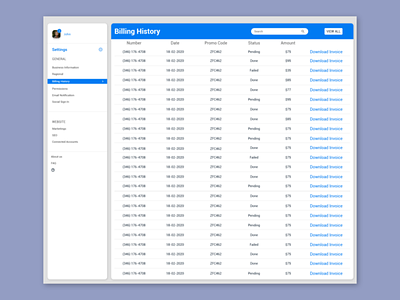 Payment History web ui design