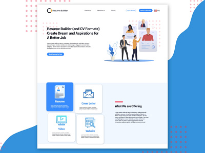 Online Resume Builder Landing page adobe xd adobe xd templates adobe xd we design landing page design responsive design ui ui landing page web landing page web page design web templates web theme design web ui design