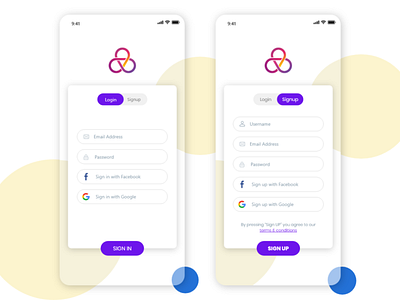 Login and Sign up page for iOS adobe xd ios app ios design ios templates mobile app sign in sign up ui ui design