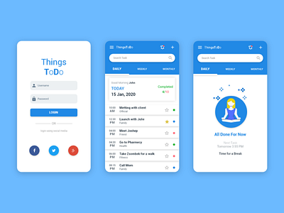 To Do List App adobe xd adobe xd android adobe xd app design adobe xd templates android app daily task app design mobile app mobile app ui signin and signup page task manager to do list app ui ui design