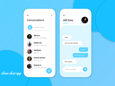 Clean Chat App UI chat app chat app ui chatting app ios app ios app design message app ui messenger app messenger chat app social app social app chat list social app design social chat app ui