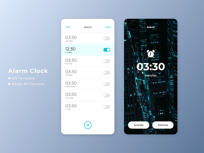 Alarm Clock for iOS adobe xd adobe xd template alarm app alarm app ui alarm clock alarm clock ui alifemu clock ios alarm ios template minimal mobile alarm mobile app alarm modern alarm app set alarm