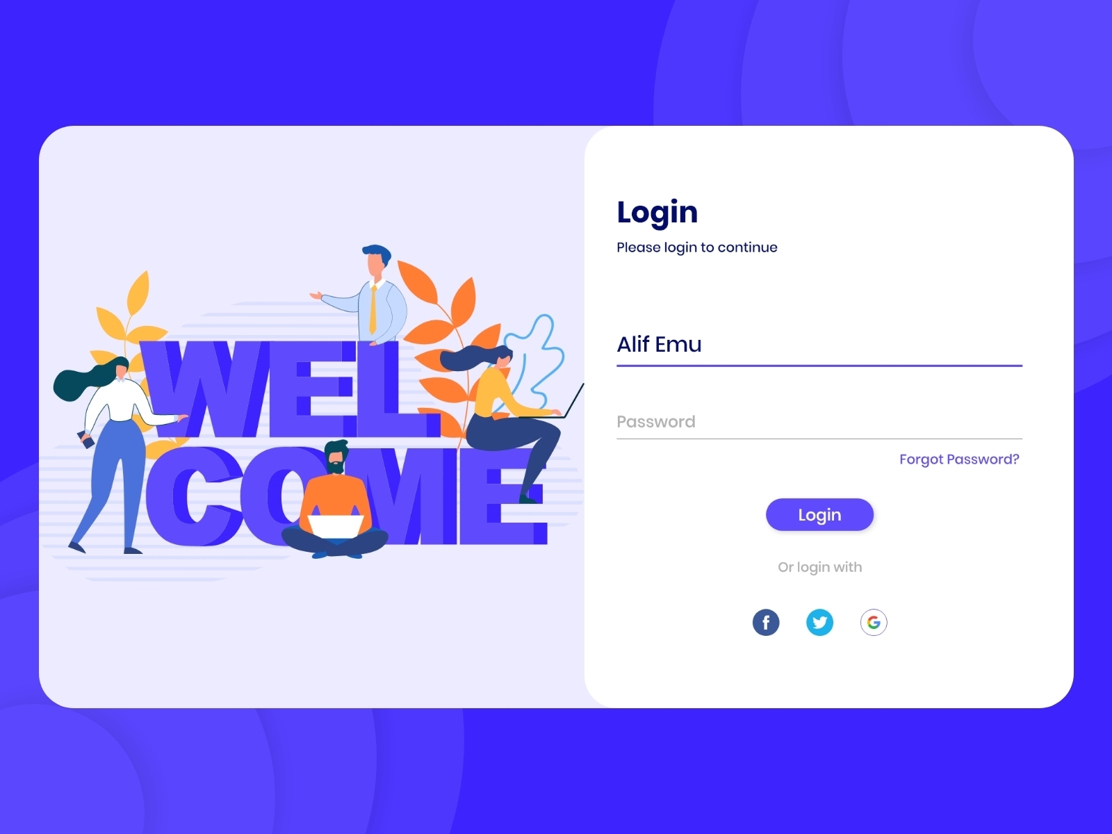 Web Login Screen by Alif Emu on Dribbble