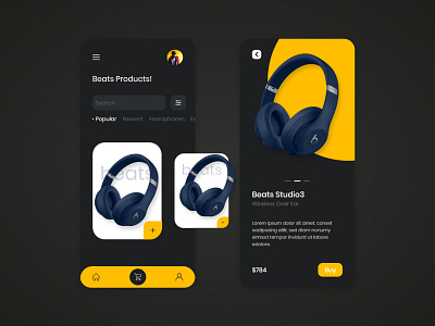 Headphones E Commerce App adobe xd adobe xd templates alifemu beats e commerce ecommerce figma header headphone buy headpones ios app landing page mobile app ui design web theme