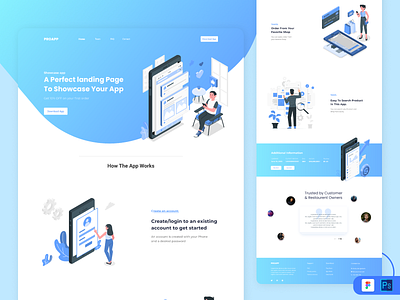 ProApp Landing Page alifemu app landing page app showcase landing page landing page landing page for showcase app showcase app ui design web template