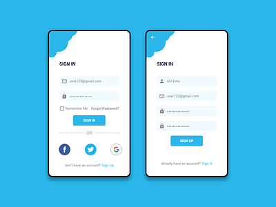 Login and Sign up page adobe xd android app login and sign up page mobile app