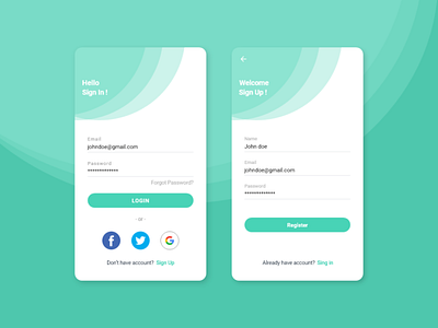 Sign In and Sign Up page UI adobe xd android app create account login and sign up page sign in and sign up page ui sign in page design signin and signup page