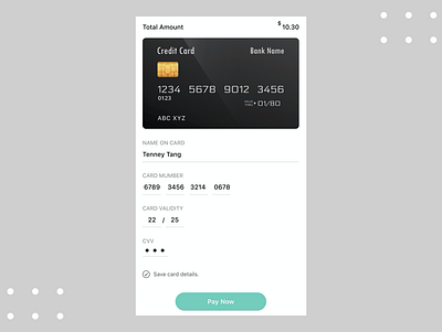 Credit Card Details dailyui design ui