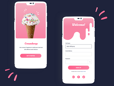 Ice cream app (Sign up page)