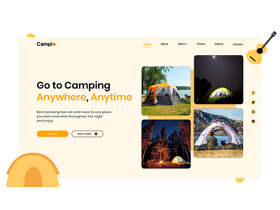 Camping Landing Page camp camping dailyui design landing page landing page design landingpage rent rental typography ui web