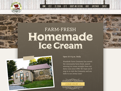 Woodside Farm Creamery Website Design farm ice cream redesign rustic ui ui design ux web design website