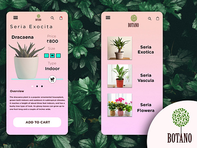 App UI for exotic plant delivery app