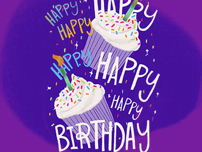 Happy Birthday Greeting Card 3d lettering cosmic design digital illustration digital lettering hand-lettering handlettering illustration typography