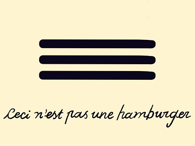 "Ceci n’est pas un hamburger" this is not a burger. digital pun handlettering illustration menu bar u ux design