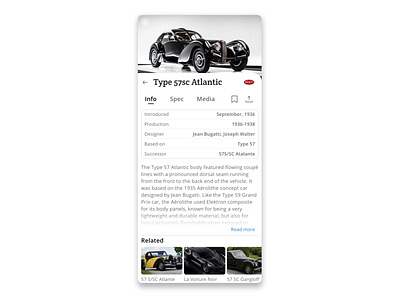 Ultimate Cars Car Info page app application black bw design interaction oldtimers petya supercars ui ultimate ux