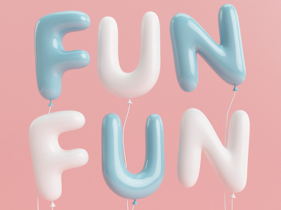 Fun Hd 365rounds 3d balloon c4d fun lettering pastel color shine type typography vray