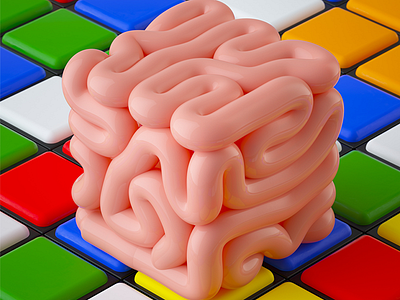 Rubik's Brain 3d color concept google intelligence isometric martnirc mind moebiuslabs pink rhetoric rubik