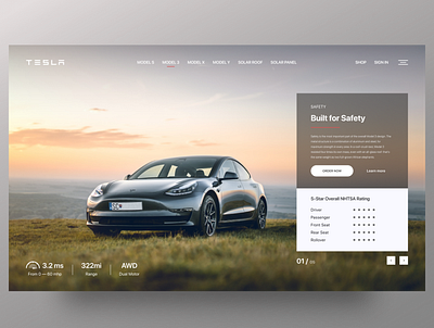 Tesla concept design flat minimal promo ui ux web website