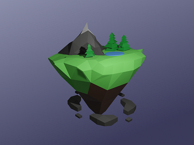 3D Flying Mountain - Blender 3d 3d art 3d element blender blender3d design flying mountain illustration landscape nature poly web