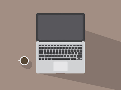 Current Workspace coffee flat design macbook