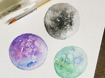 Moon planets moon moons paint planets watercolor