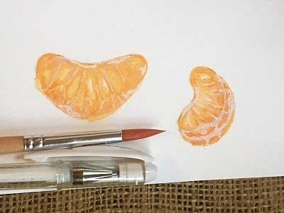 tangerine watercolor mixed medium painting tangerine watercolor