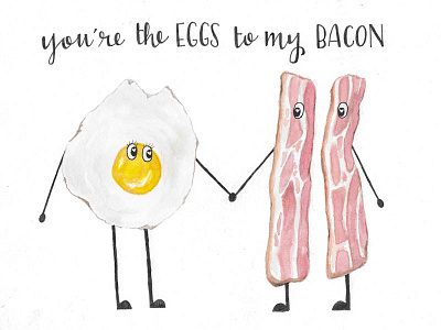 Eggs to my Bacon bacon brush lettering eggs painting watercolor