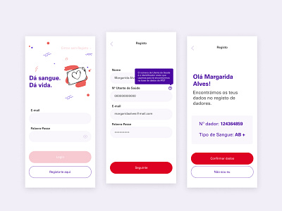 Dávida - Blood Donation App / Register app health app healthcare mobile ui ux