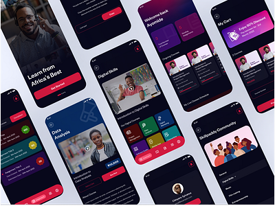 Ed-Tech Mobile App Design (Dark Theme)