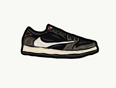 Air Jordan 1 Low Travis Scott air cactus flat illustration jack jordan logo sneakerhead sneakers vector