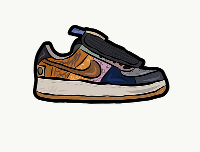 Air Force 1 Travis Scott "Cactus Jack" air cactus flat icon jack jordan logo sneakerhead sneakers vector