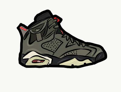 Air Jordan 6 Travis Scott air cactus flat icon illustration jack jordan logo sneakerhead sneakers vector