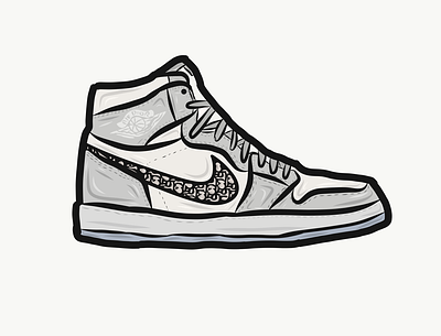 Air Jordan 1 Dior air design flat icon illustration jordan logo sneakerhead sneakers vector