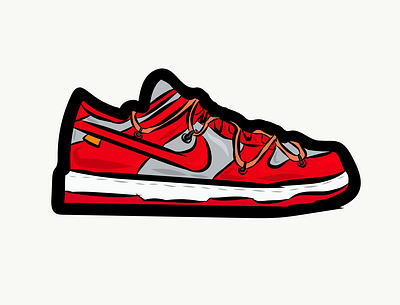 Off-White Dunk Low University Red flat icon illustration logo nike offwhite sb sneakerhead sneakers vector