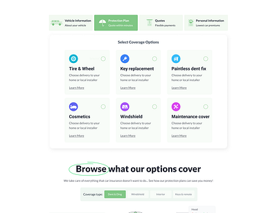 Car Insurance Wizard Flow | Features car insurance feature box ui ux