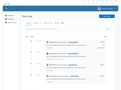 Error / Activity Log for Web App UI by David Awokoya on Dribbble