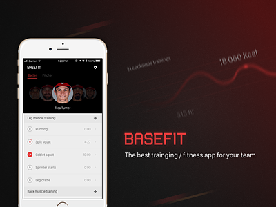 BaseFit app baseball design challenge fitness management principle prototype sketch team training ui ux