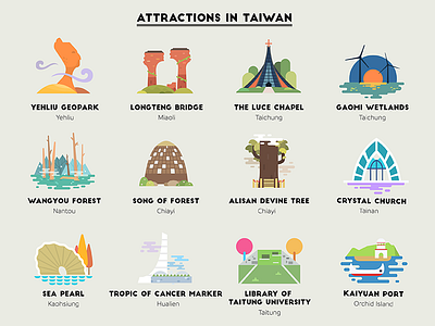 Attractions in Taiwan attractions color illustration scene spot taiwan travel